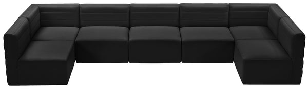 Quincy Velvet / Engineered Wood / Foam Contemporary Black Velvet Modular Sectional - 157.5" W x 95" D x 30.5" H