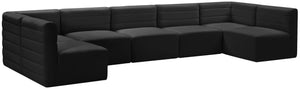 Quincy Velvet / Engineered Wood / Foam Contemporary Black Velvet Modular Sectional - 157.5" W x 95" D x 30.5" H