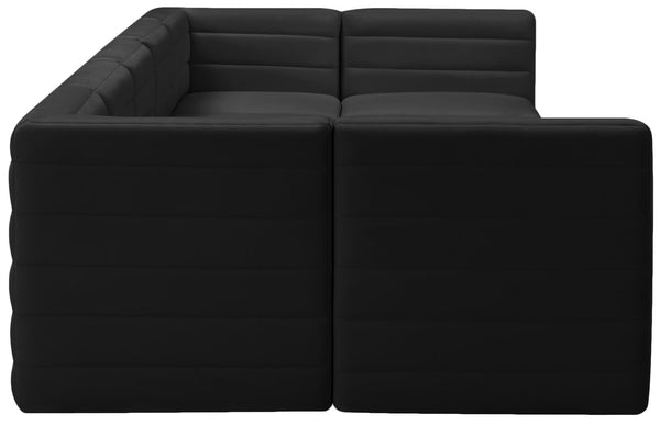 Quincy Velvet / Engineered Wood / Foam Contemporary Black Velvet Modular Sectional - 157.5" W x 95" D x 30.5" H