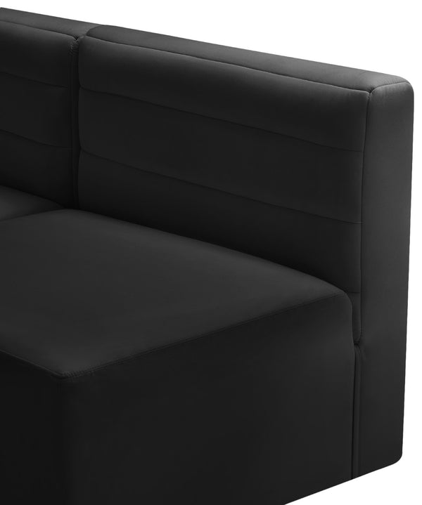Quincy Velvet / Engineered Wood / Foam Contemporary Black Velvet Modular Sectional - 157.5" W x 95" D x 30.5" H