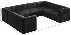 Quincy Velvet / Engineered Wood / Foam Contemporary Black Velvet Modular Sectional - 126" W x 95" D x 30.5" H