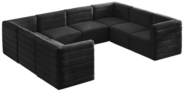 Quincy Velvet / Engineered Wood / Foam Contemporary Black Velvet Modular Sectional - 126" W x 95" D x 30.5" H