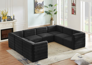 Quincy Velvet / Engineered Wood / Foam Contemporary Black Velvet Modular Sectional - 126" W x 95" D x 30.5" H