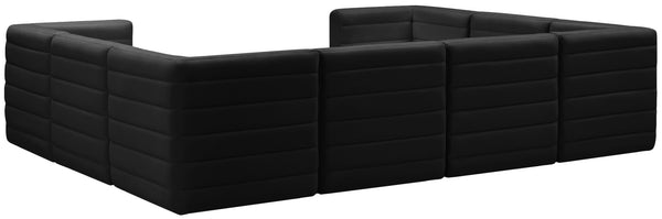 Quincy Velvet / Engineered Wood / Foam Contemporary Black Velvet Modular Sectional - 126" W x 95" D x 30.5" H