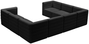 Quincy Velvet / Engineered Wood / Foam Contemporary Black Velvet Modular Sectional - 126" W x 95" D x 30.5" H