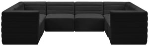 Quincy Velvet / Engineered Wood / Foam Contemporary Black Velvet Modular Sectional - 126" W x 95" D x 30.5" H