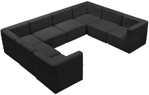 Quincy Velvet / Engineered Wood / Foam Contemporary Black Velvet Modular Sectional - 126" W x 95" D x 30.5" H