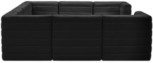 Quincy Velvet / Engineered Wood / Foam Contemporary Black Velvet Modular Sectional - 126" W x 95" D x 30.5" H