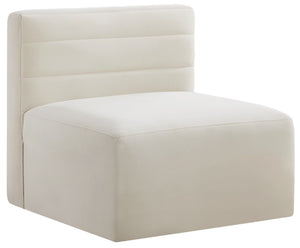 Quincy Velvet / Engineered Wood / Foam Contemporary Cream Velvet Modular Armless Chair - 31.5" W x 31.5" D x 30.5" H