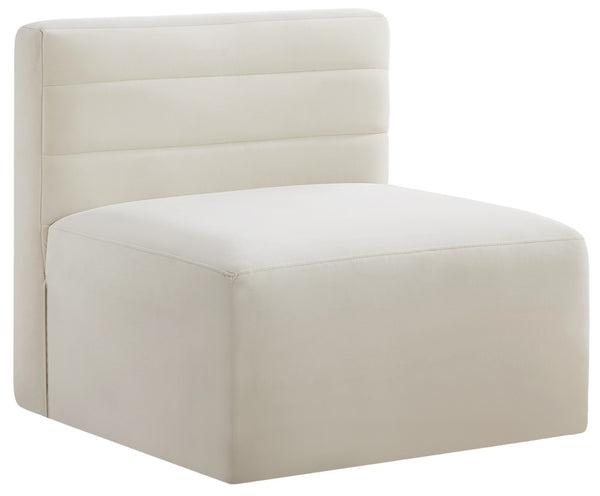 Quincy Velvet / Engineered Wood / Foam Contemporary Cream Velvet Modular Armless Chair - 31.5" W x 31.5" D x 30.5" H