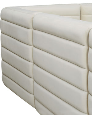 Quincy Velvet / Engineered Wood / Foam Contemporary Cream Velvet Modular Armless Chair - 31.5" W x 31.5" D x 30.5" H
