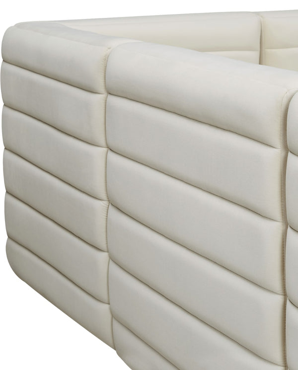 Quincy Velvet / Engineered Wood / Foam Contemporary Cream Velvet Modular Armless Chair - 31.5" W x 31.5" D x 30.5" H