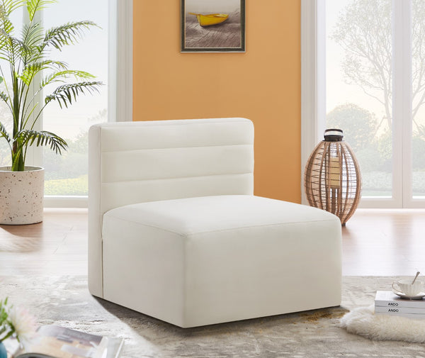 Quincy Velvet / Engineered Wood / Foam Contemporary Cream Velvet Modular Armless Chair - 31.5" W x 31.5" D x 30.5" H