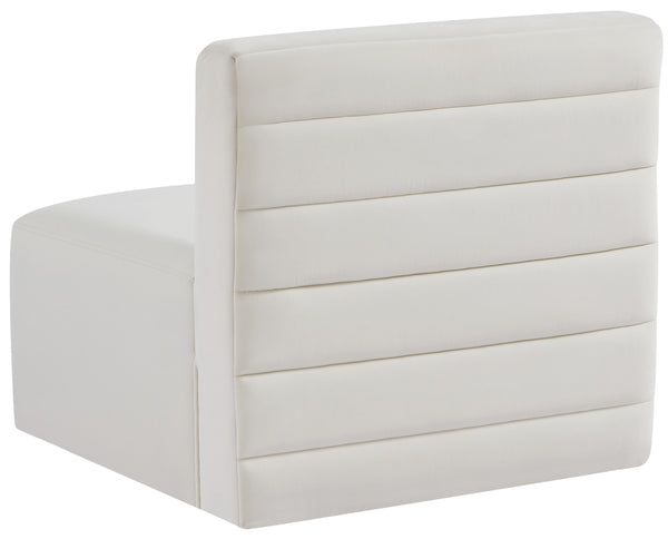 Quincy Velvet / Engineered Wood / Foam Contemporary Cream Velvet Modular Armless Chair - 31.5" W x 31.5" D x 30.5" H