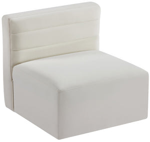 Quincy Velvet / Engineered Wood / Foam Contemporary Cream Velvet Modular Armless Chair - 31.5" W x 31.5" D x 30.5" H