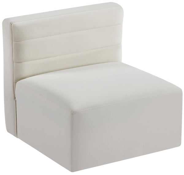Quincy Velvet / Engineered Wood / Foam Contemporary Cream Velvet Modular Armless Chair - 31.5" W x 31.5" D x 30.5" H