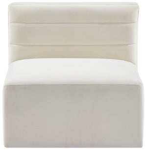 Quincy Velvet / Engineered Wood / Foam Contemporary Cream Velvet Modular Armless Chair - 31.5" W x 31.5" D x 30.5" H