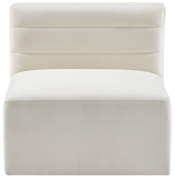 Quincy Velvet / Engineered Wood / Foam Contemporary Cream Velvet Modular Armless Chair - 31.5" W x 31.5" D x 30.5" H