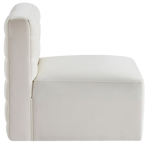 Quincy Velvet / Engineered Wood / Foam Contemporary Cream Velvet Modular Armless Chair - 31.5" W x 31.5" D x 30.5" H
