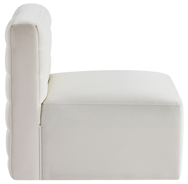 Quincy Velvet / Engineered Wood / Foam Contemporary Cream Velvet Modular Armless Chair - 31.5" W x 31.5" D x 30.5" H