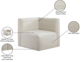 Quincy Velvet / Engineered Wood / Foam Contemporary Cream Velvet Modular Corner Chair - 31.5" W x 31.5" D x 30.5" H