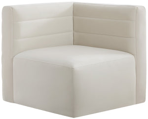 Quincy Velvet / Engineered Wood / Foam Contemporary Cream Velvet Modular Corner Chair - 31.5" W x 31.5" D x 30.5" H