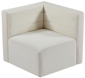 Quincy Velvet / Engineered Wood / Foam Contemporary Cream Velvet Modular Corner Chair - 31.5" W x 31.5" D x 30.5" H