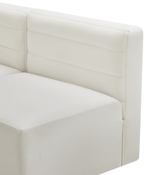 Quincy Velvet / Engineered Wood / Foam Contemporary Cream Velvet Modular Corner Chair - 31.5" W x 31.5" D x 30.5" H