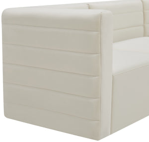Quincy Velvet / Engineered Wood / Foam Contemporary Cream Velvet Modular Corner Chair - 31.5" W x 31.5" D x 30.5" H