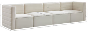 Quincy Velvet / Engineered Wood / Foam Contemporary Cream Velvet Modular Sofa - 126" W x 31.5" D x 30.5" H