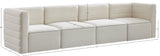 Quincy Velvet / Engineered Wood / Foam Contemporary Cream Velvet Modular Sofa - 126" W x 31.5" D x 30.5" H