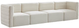 Quincy Velvet / Engineered Wood / Foam Contemporary Cream Velvet Modular Sofa - 126" W x 31.5" D x 30.5" H