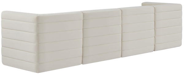 Quincy Velvet / Engineered Wood / Foam Contemporary Cream Velvet Modular Sofa - 126" W x 31.5" D x 30.5" H