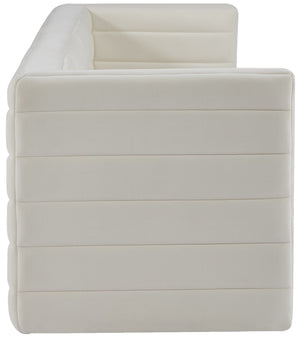 Quincy Velvet / Engineered Wood / Foam Contemporary Cream Velvet Modular Sofa - 126" W x 31.5" D x 30.5" H