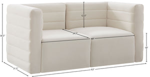 Quincy Velvet / Engineered Wood / Foam Contemporary Cream Velvet Modular Sofa - 63" W x 31.5" D x 30.5" H