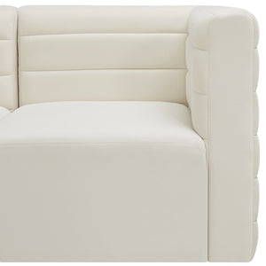 Quincy Velvet / Engineered Wood / Foam Contemporary Cream Velvet Modular Sofa - 63" W x 31.5" D x 30.5" H