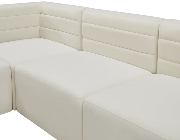 Quincy Velvet / Engineered Wood / Foam Contemporary Cream Velvet Modular Sofa - 63" W x 31.5" D x 30.5" H