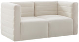 Quincy Velvet / Engineered Wood / Foam Contemporary Cream Velvet Modular Sofa - 63" W x 31.5" D x 30.5" H