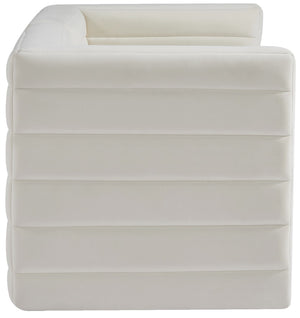 Quincy Velvet / Engineered Wood / Foam Contemporary Cream Velvet Modular Sofa - 63" W x 31.5" D x 30.5" H