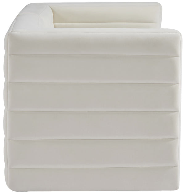 Quincy Velvet / Engineered Wood / Foam Contemporary Cream Velvet Modular Sofa - 63" W x 31.5" D x 30.5" H