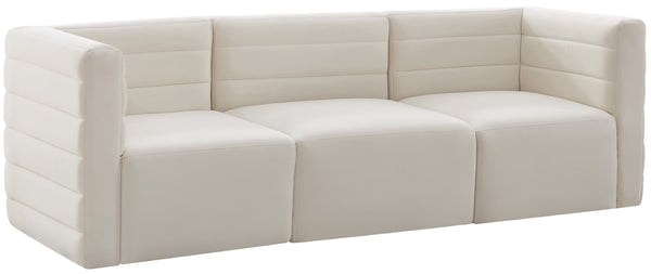 Quincy Velvet / Engineered Wood / Foam Contemporary Cream Velvet Modular Sofa - 95" W x 31.5" D x 30.5" H