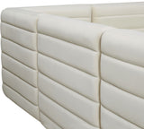 Quincy Velvet / Engineered Wood / Foam Contemporary Cream Velvet Modular Sofa - 95" W x 31.5" D x 30.5" H