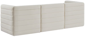 Quincy Velvet / Engineered Wood / Foam Contemporary Cream Velvet Modular Sofa - 95" W x 31.5" D x 30.5" H
