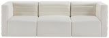 Quincy Velvet / Engineered Wood / Foam Contemporary Cream Velvet Modular Sofa - 95" W x 31.5" D x 30.5" H