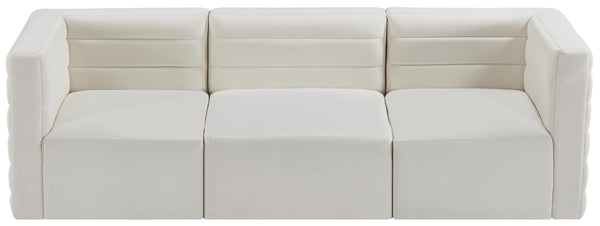Quincy Velvet / Engineered Wood / Foam Contemporary Cream Velvet Modular Sofa - 95" W x 31.5" D x 30.5" H