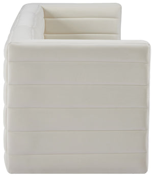 Quincy Velvet / Engineered Wood / Foam Contemporary Cream Velvet Modular Sofa - 95" W x 31.5" D x 30.5" H