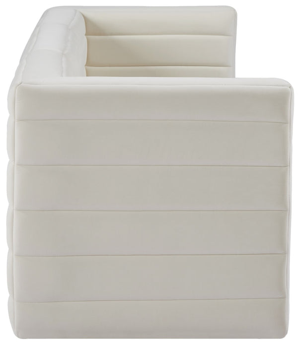 Quincy Velvet / Engineered Wood / Foam Contemporary Cream Velvet Modular Sofa - 95" W x 31.5" D x 30.5" H