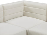 Quincy Velvet / Engineered Wood / Foam Contemporary Cream Velvet Modular Sofa - 95" W x 31.5" D x 30.5" H