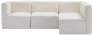 Quincy Velvet / Engineered Wood / Foam Contemporary Cream Velvet Modular Sectional - 95" W x 63" D x 30.5" H