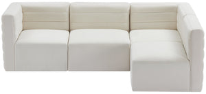 Quincy Velvet / Engineered Wood / Foam Contemporary Cream Velvet Modular Sectional - 95" W x 63" D x 30.5" H